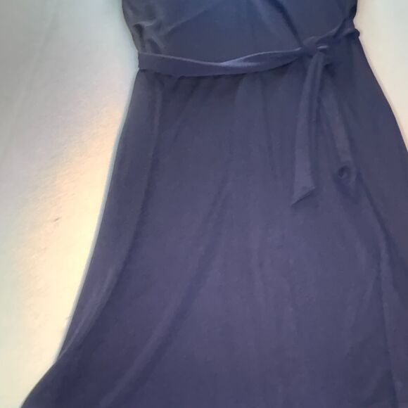 Sabie XS Navy Tie front Dress, Front Slit Boho chic Relaxed glam minimalist - Picture 4 of 6